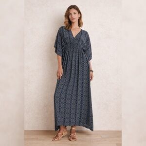 Rajuta Sheth Anthropologie Marie Cinch Kaftan Maxi Dress Semi Sheer OSFM